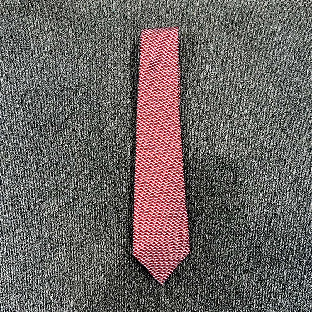 Zegna tie with beach umbrella print.